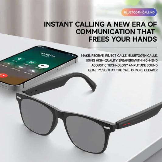 Smart Glasses Camera Remote Shoot Bluetooth Music Driving Headphones Call Sunglasses AI Voice Assistant Binaural Touch  For Men
