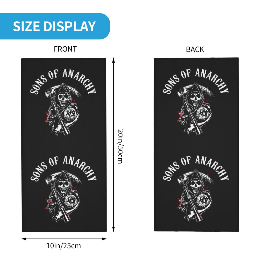 Custom 1 Percenter Essential Sons Bandana Neck Gaiter for Ski Camping Men Women Wrap Scarf TV Show Anarchy Headband Warmer