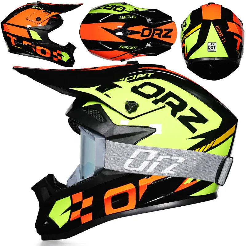 DOT Approved Off Road Helmet with Goggles Motocross Helmet Dirt Bike ATV Motorcycle Helmet Moped Dirtbike Racing Dirtbike Helmet