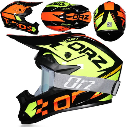 DOT Approved Off Road Helmet with Goggles Motocross Helmet Dirt Bike ATV Motorcycle Helmet Moped Dirtbike Racing Dirtbike Helmet