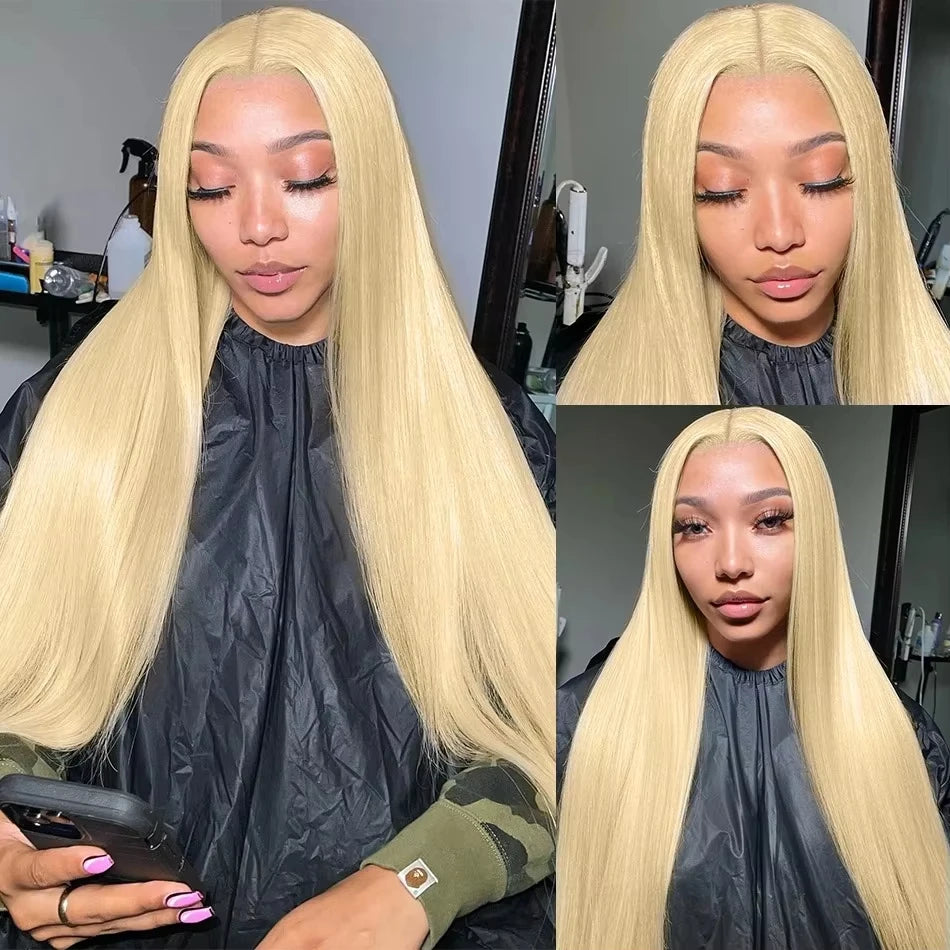 26 Inch 613 Lace Front Wig Human Hair 13X4 Blonde Straight HD Transparent Lace Frontal Wigs Human Hair Pre Plucked with Baby Hair 180% Density Blonde Glueless Wigs Human Hair