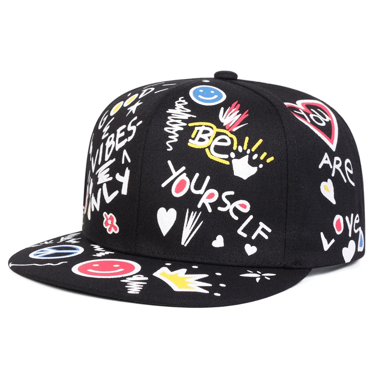 Unisex Smiling Graffiti Print Hip-hop Hats Spring Autumn Outdoor Adjustable Casual Baseball Caps Sunscreen Hat Sports Cap