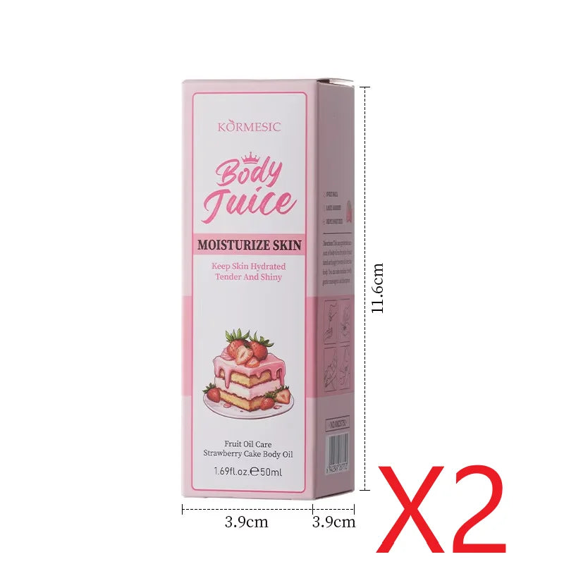 KORMESIC Strawberry Cake Body Oil - Hydrating Moisturizing Nourishing Skin Long-lasting Sweet Fragrance For All Skin Types