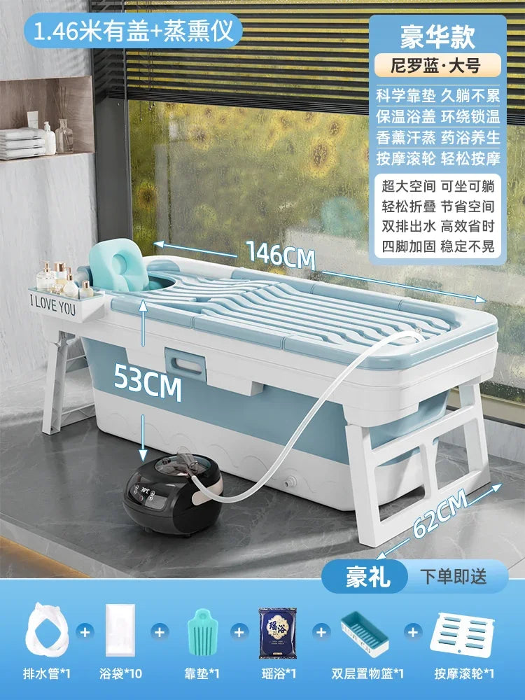 Portable Folding Bathtub for Adults hot Bath Spa Plastic Bathtubs Children Swimming pool Bucket Sauna Lid Cover House Bath Tub