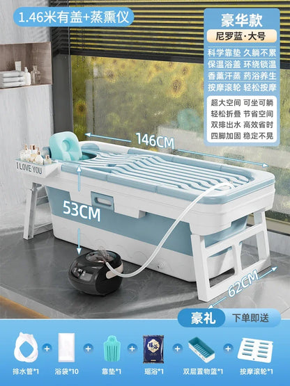 Portable Folding Bathtub for Adults hot Bath Spa Plastic Bathtubs Children Swimming pool Bucket Sauna Lid Cover House Bath Tub