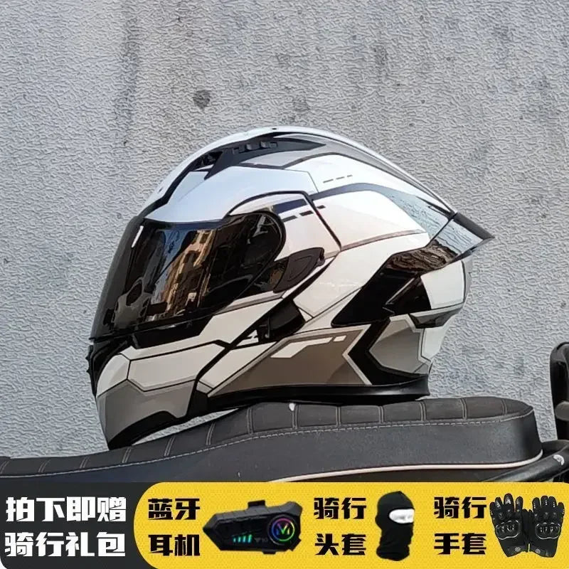 Motorcycle Helmet Full Face Racing Motorbike Helmet with Double Sun Visor Women Man Flip Up Moto Helmets Capacete De Moto