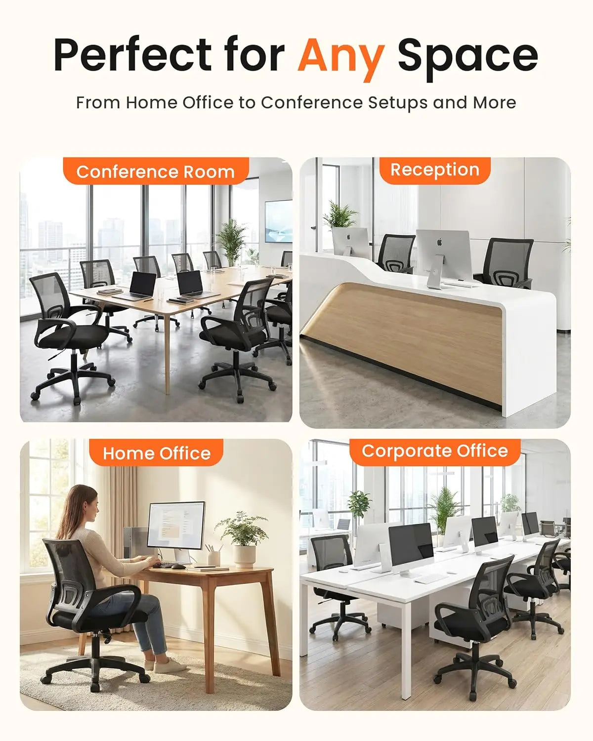 Office Desk Computer Chair Ergonomic Mesh Gaming Mid Back Seat with Comfy Lumbar Support Adjustable Height Swivel, Customized