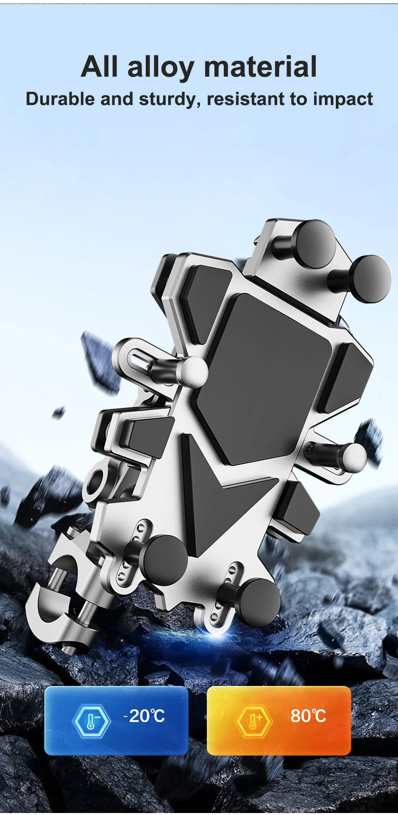Alloy Shock-Absorbing Phone Holder for Motorcycle Bicycle Universal 360 Rotation Adjustment Mobile Phone Navigation Bracket