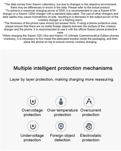 Original Xiaomi 50W Wireless Charger Pro Vertical Air Cooling Fast Charging For Xiaomi 13/12/11/10 Series For iPhone