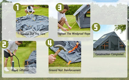 Inflatable Tents for Camping - Easy Blow Up Glamping Tent with Hand Pump, Hot Tent with Stove Jack Waterproof PVC Air Inflatable