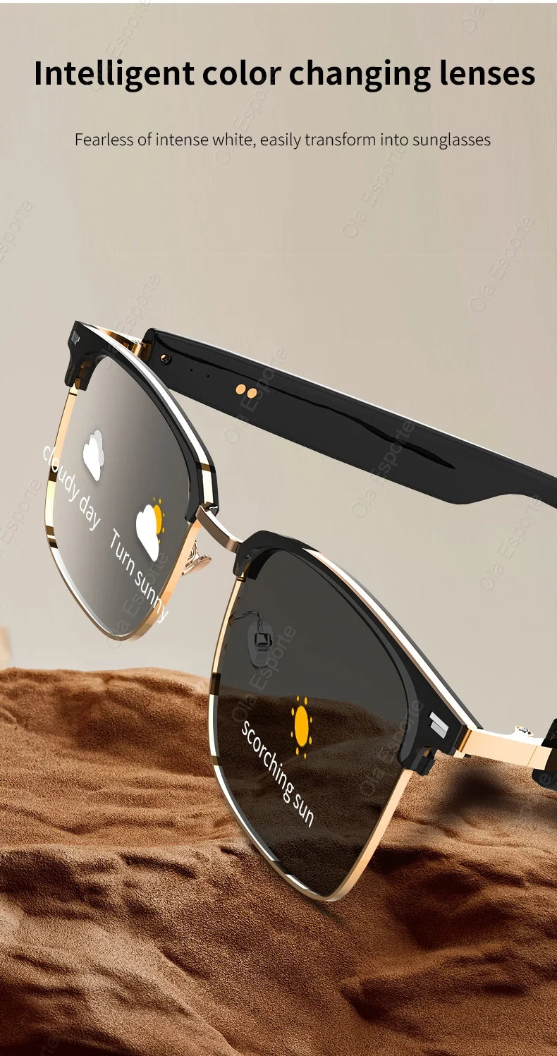 Ola Esporte Bluetooth Smart Glasses Automatic Adjustment AI Voice Music Eyewear Waterproof Call Eyeglass For Anti-blue Light New