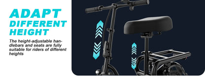 AOVOPRO 14inch Electric Bicycle with Box 27/40Miles Max Range 22MPH Top Speed with Dual Suspension Foldable Adult Ebike