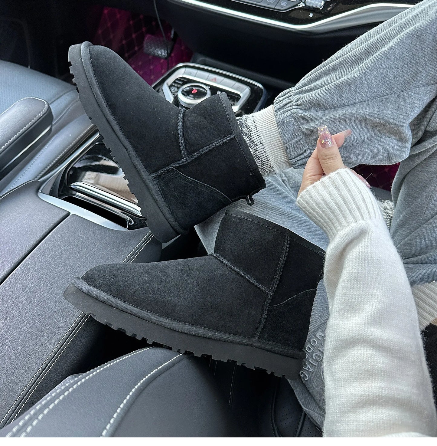 Men's and women's sheepskin and wool integrated snow boots, real leather and fur, winter thick and warm boots for women