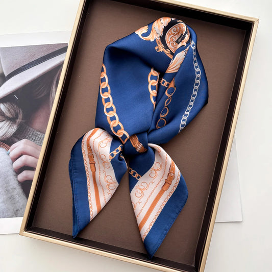 Luxury Women Square Scarf Silk Imitation Print Neckerchief Bandana Lady Shawl Scarves Wrap Head Hair Band Ties