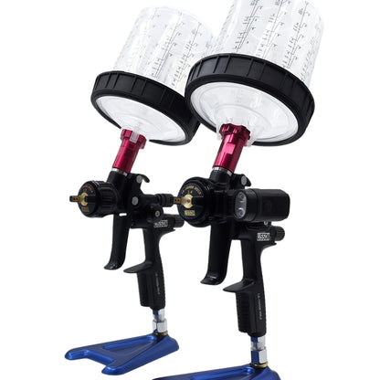 2PCS Black Spray Guns with Transparent Cups 1.3mm Basecoat 1.4mm Clearcoat HVLP for Auto Painting Aluminum Body