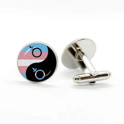 LGBT Rainbow Pride Cufflinks Man High Quality Jewelry Accessories Gay Pride Rainbow Flag Photo Suit Shirt Cuff Links Gift