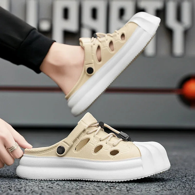 Fashion Men Sandals Summer Half Slippers Outdoor Women Beach Shoes Couple Walking Sneakers Comfortable Breathable Casual Shoes