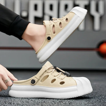 Fashion Men Sandals Summer Half Slippers Outdoor Women Beach Shoes Couple Walking Sneakers Comfortable Breathable Casual Shoes