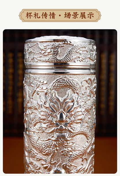 Teapot Thermos Inner Wall Sterling Silver S999 350-600ml Thermos Mug Stainless Steel Tumbler Thermos Travel Coffee Mug
