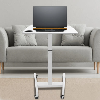 20.5*23.6*44.2in Standing Foot Pedal Lifting Table, Mobile Standing Table, Portable Podium with Wheels - White