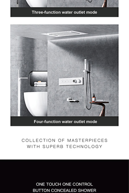Luxury  black brass shower system wall-mounted LED digital display design Cold & hot dual-control 4-function ceiling shower Tap