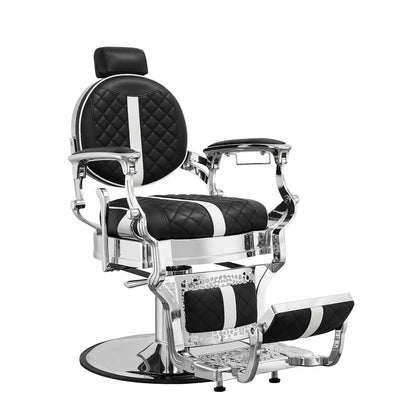 Reclining Barber Chair Heavy Duty Salon Chair Wide Seat Gold & Black for Barber Station with Footrest, Customized