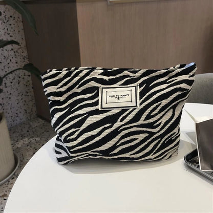 Random Zebra-Print Makeup Bag Toiletry Bag Women'S Handbag Clutch Bag Convenient Large Capacity Storage Bag
