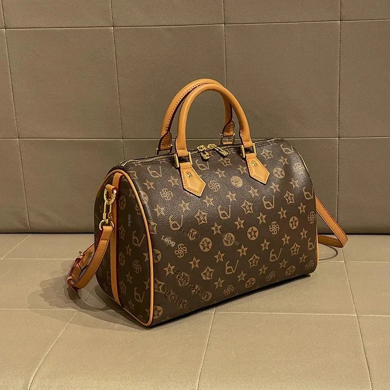 2024 Spring Summer New High-End Feelprinting Vintage Large Capacity Pillow Bag Fashionable Simple Commuting Crossbody Women's Ba