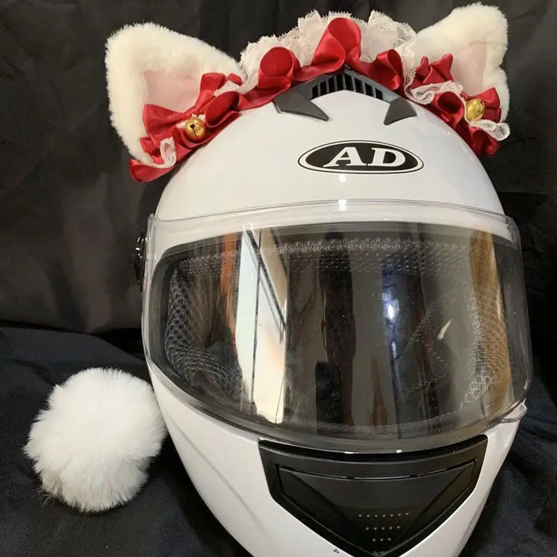 Motorcycle Helmet Cat Ears Decoration Cute Plush Stickers Motocross Helmet Full Face Off Road Helmet Decor Cosplay Styling
