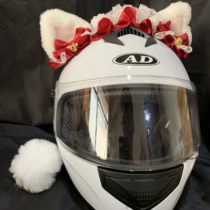 Motorcycle Helmet Cat Ears Decoration Cute Plush Stickers Motocross Helmet Full Face Off Road Helmet Decor Cosplay Styling