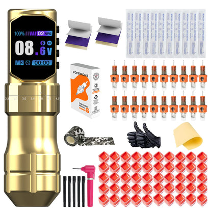 POPEIRONS Pro U Brave1.0 Wireless Tattoo Pen with Adjustable Stroke Tattoo Pen FM Cut Line and Fog