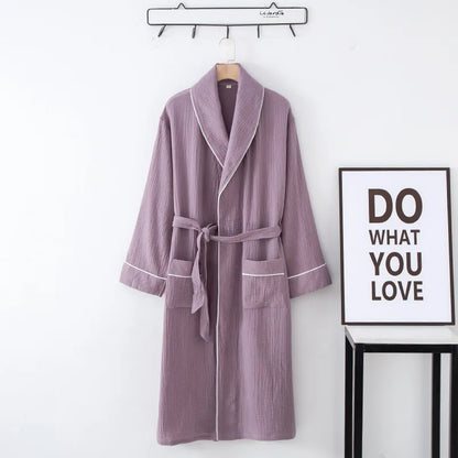 Women's Bathrobe Pure Cotton Large Size Spring Autumn Sleepwear Robe Long Sleeve Couple Home Wear Clothing Female Night Robes