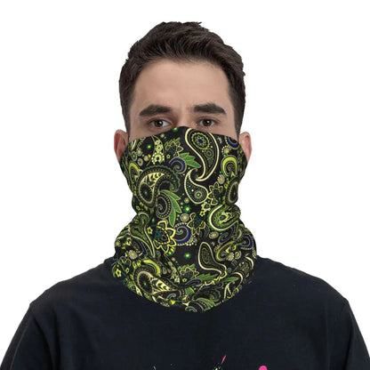 Custom Black Bandana Pattern Bandana Neck Gaiter for Hiking Cycling Women Men Wrap Scarf Paisley Style Headband Warmer