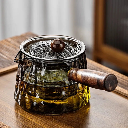 Side Wooden Handle Glass Teapot Heated Base Tea Warmer Tea Making Utensils Kettle Kung Fu Teaware Teas Infuser Teapots