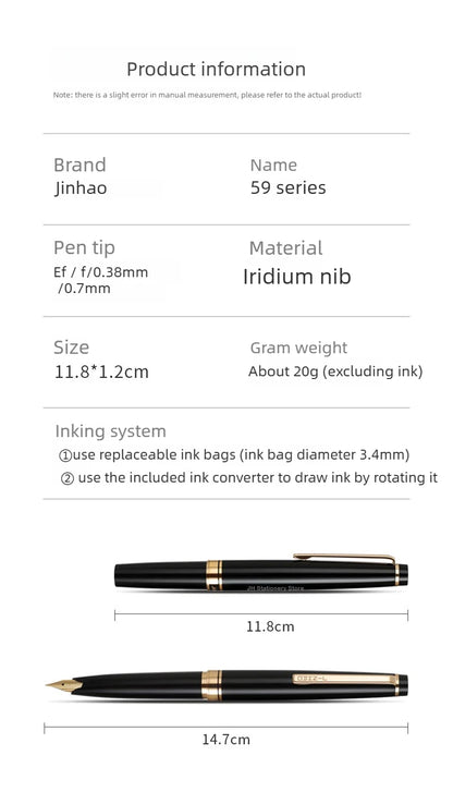JINHAO 59 Fountain Pen Luxury Elegant Pens EF F Hooded Nib Fountain Pens Writing Stationery PK 80  School Office Supplies