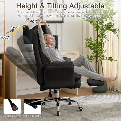 Ergonomic Cloud Cross Legged Office Chair with Footrest,Leather Big and Tall Executive Chair with Wheels,Reversible, Customized