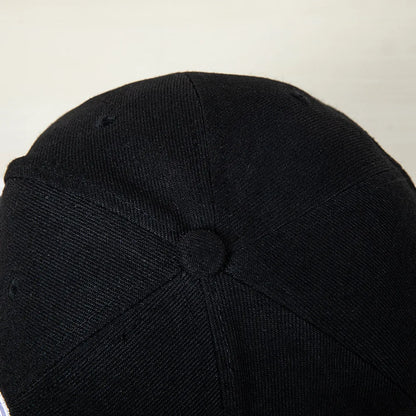 Hip-hop style baseball cap with a flat top, color patching, letter embroidery. Suitable for both women and men