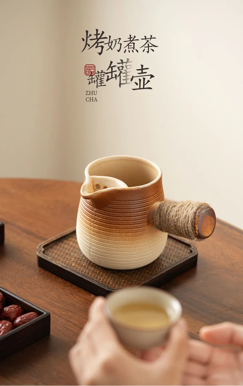 Ceramic Baked Milk Tea Pot Can Be Dry Boiled Boiled Tea Warm Milk Pot Teapot Tea Infuser