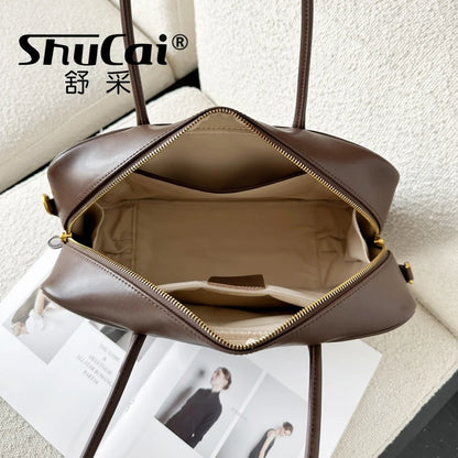 Genuine Leather Fashion Women Shoudler Black Bags Luxury Desiger Ladies Crossbody Cowhide Brown Large Bag Female Handbags Coffe