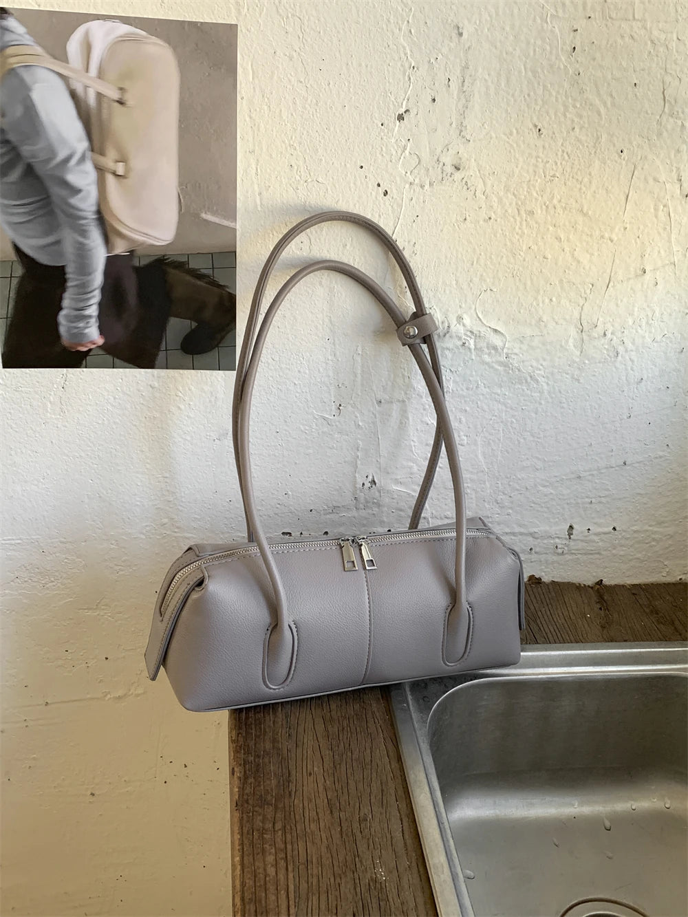 MOODS Retro Underarm Shoulder Bags For Women PU Leather Pure Color Commute Satchel Bag 2025 Winter New Luxury Designer Handbags