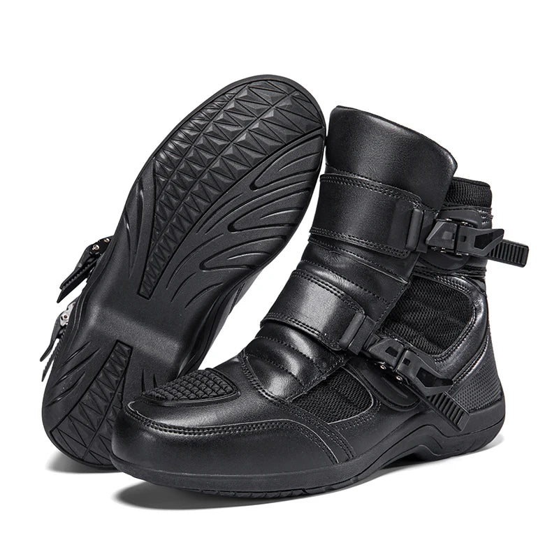 Man Motorcycle Boots New Breathable Anti-fall Rider Road Racing Motorcycle Shoes Microfiber Leather Men's Motos Protection Boot