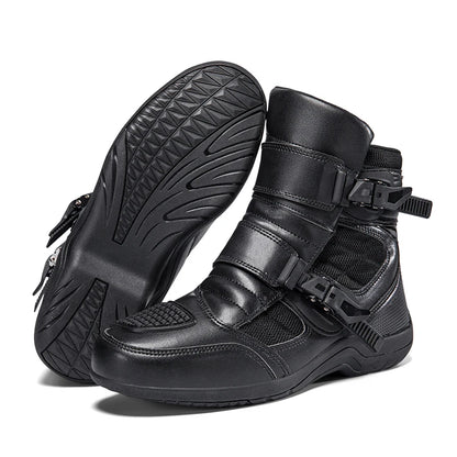 Man Motorcycle Boots New Breathable Anti-fall Rider Road Racing Motorcycle Shoes Microfiber Leather Men's Motos Protection Boot