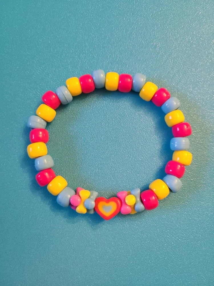 Rainbow Kandi Pride Bracelet Handmade Beaded Stretch Bracelet For Festival & Party