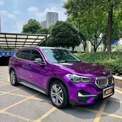 Premium Gloss Stretchable Chrome Mirror Purple Vinyl Wrap Adhesive Film Car Sticker Decal