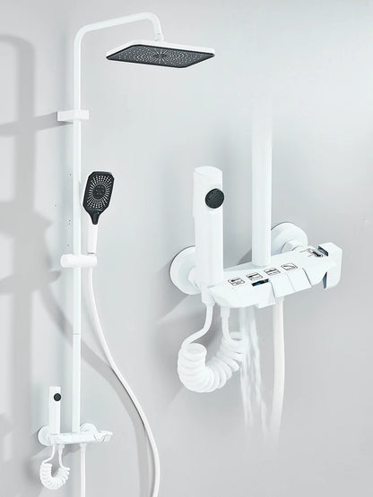 4-way Piano Shower System With Rain Shower Bidet Faucet Hot Cold Water Mixer For Bathroom Shower Kit