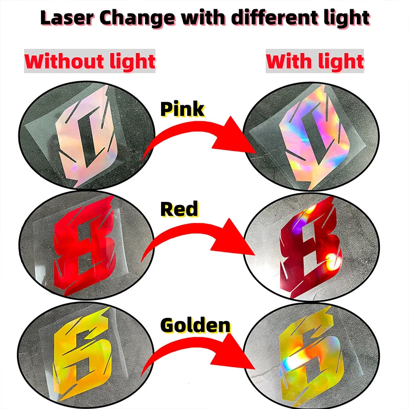 1PC Red Laser Motorcycle Stickers Arabic Numeral Waterproof for Motorbike Helmet Fuel Tank Mudguard Scooter Bodies Vinyl Decals
