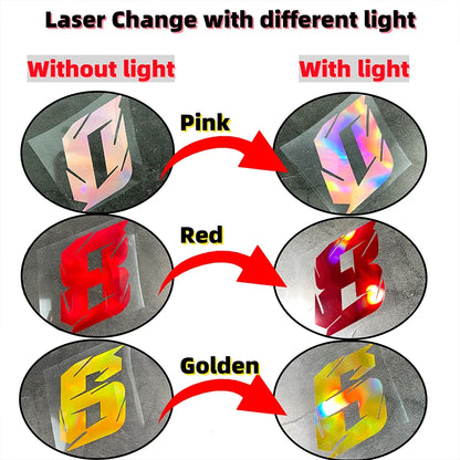 1PC Red Laser Motorcycle Stickers Arabic Numeral Waterproof for Motorbike Helmet Fuel Tank Mudguard Scooter Bodies Vinyl Decals
