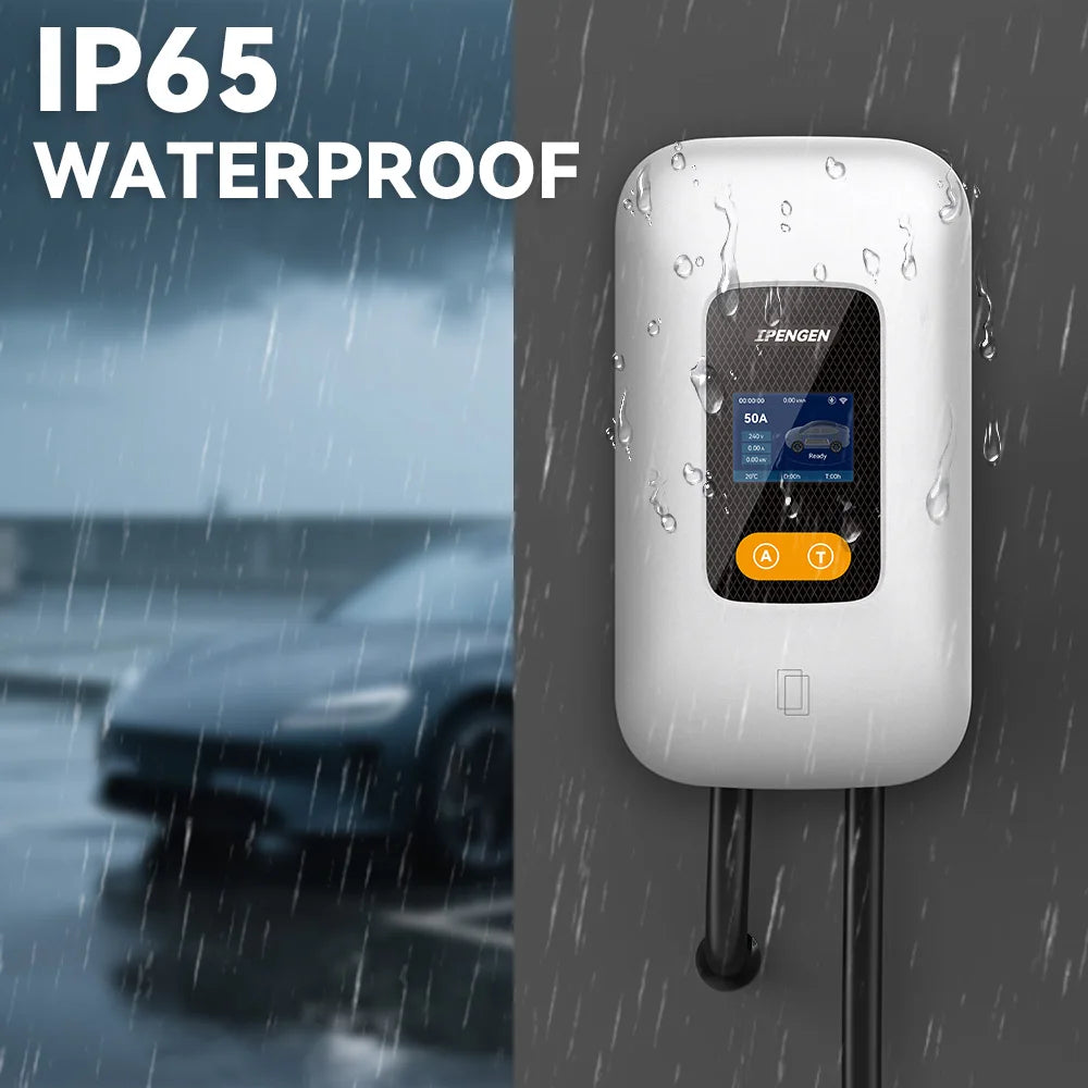 IPENGEN EV Charging Station 32A 7KW TS-NACS Charger Plug for Tesla Car Charger EVSE Wallbox 9.6KW 12KW Fast Charging APP Control