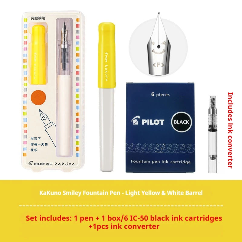 PILOT Kakuno Transparent Demo Student Fountain Pen,FKA-1SR Best for Practice,Calligraphy Available in EF/F/M Nibs Fun&Functional
