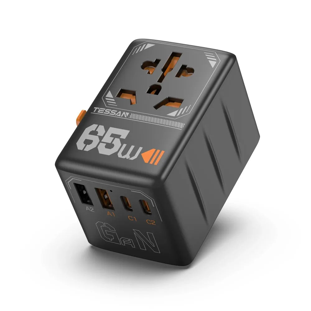 TESSAN 35W/65W/100W GaN Universal Travel Adapter with USB Ports Type C Fast Charging Power Adapter EU/UK/USA/AUS Plug for Travel